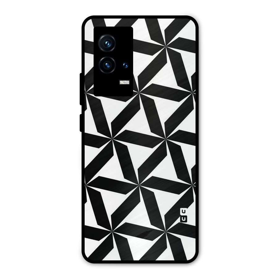 Black White Fan Design Metal Back Case for iQOO 9 5G