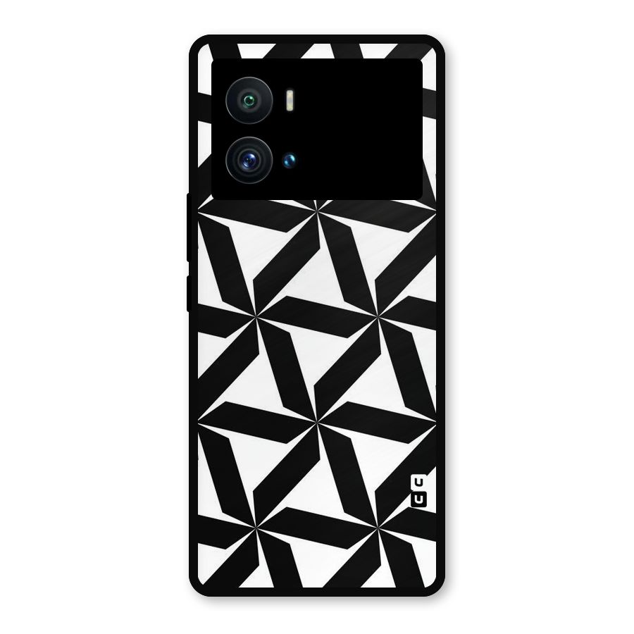 Black White Fan Design Metal Back Case for iQOO 9 Pro