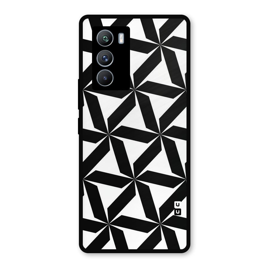 Black White Fan Design Metal Back Case for iQOO 9 SE
