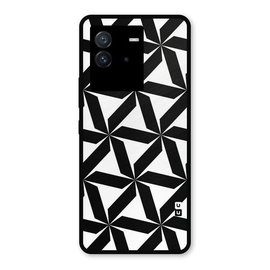 Black White Fan Design Metal Back Case for iQOO Neo 6 5G