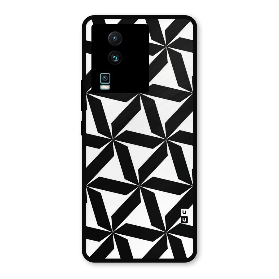 Black White Fan Design Metal Back Case for iQOO Neo 7