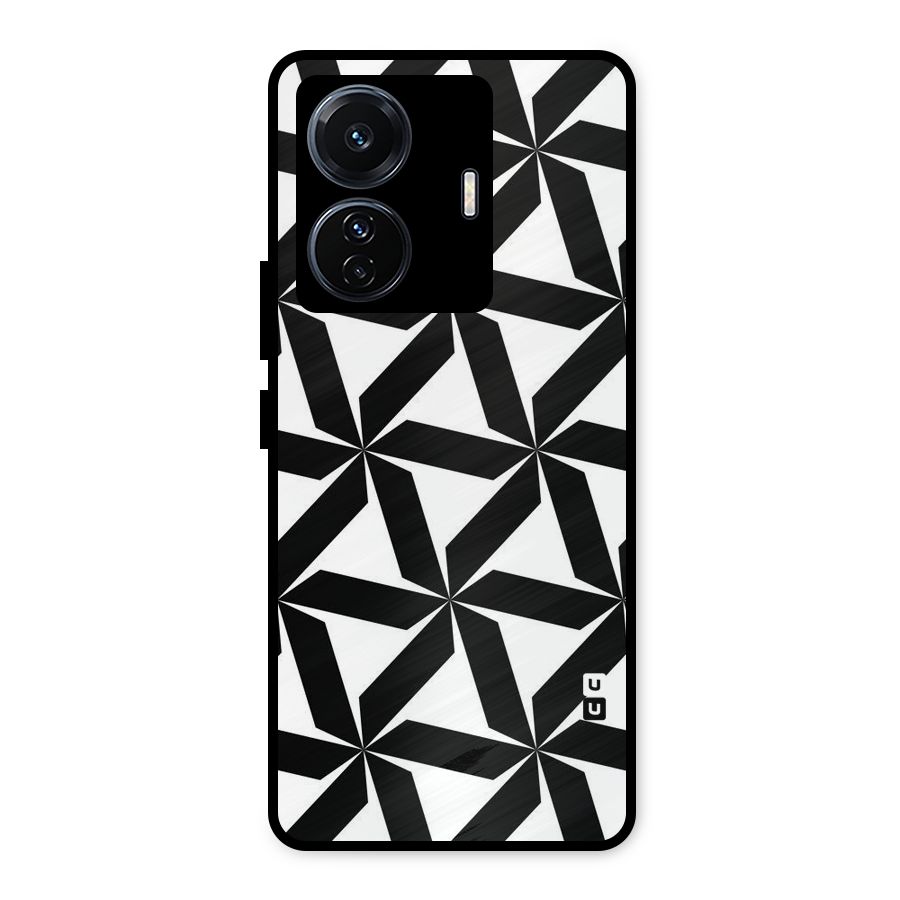 Black White Fan Design Metal Back Case for iQOO Z6