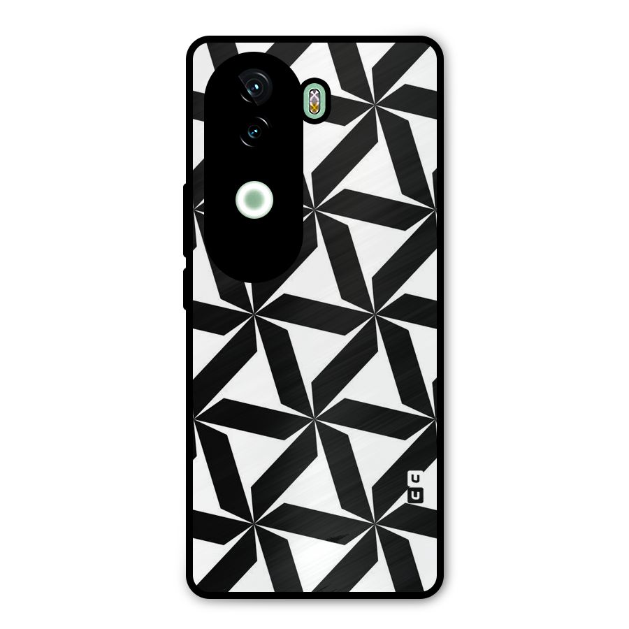 Black White Fan Design Metal Back Case for iQOO Z9s
