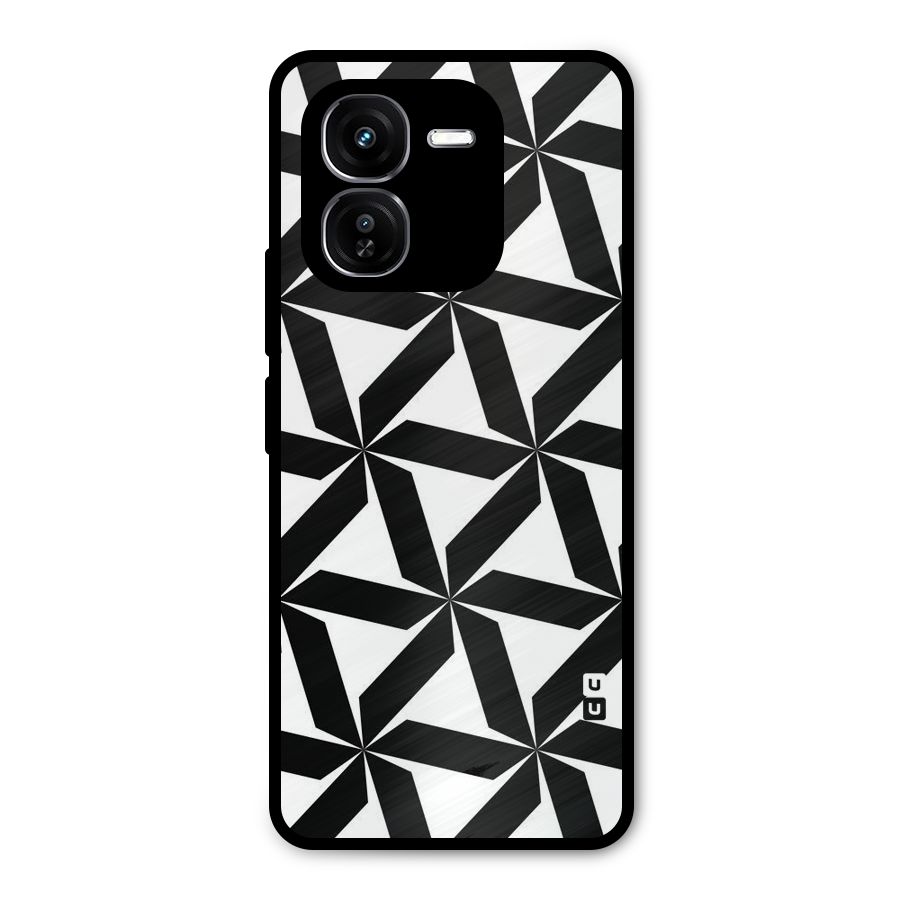 Black White Fan Design Metal Back Case for iQOO Z9x