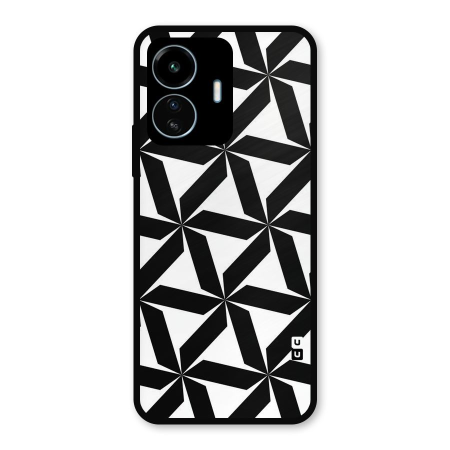 Black White Fan Design Metal Back Case for vivo iQOO Z6 Lite 5G