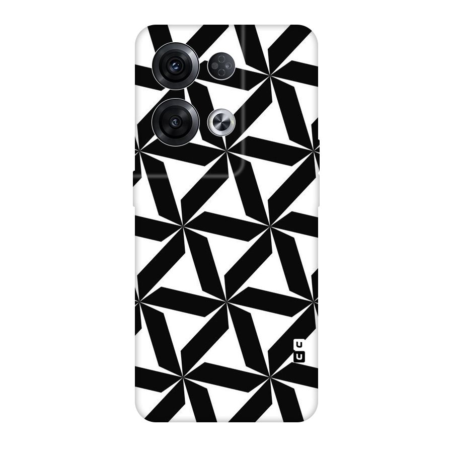 Black White Fan Design Original Polycarbonate Back Case for Oppo Reno8 Pro 5G