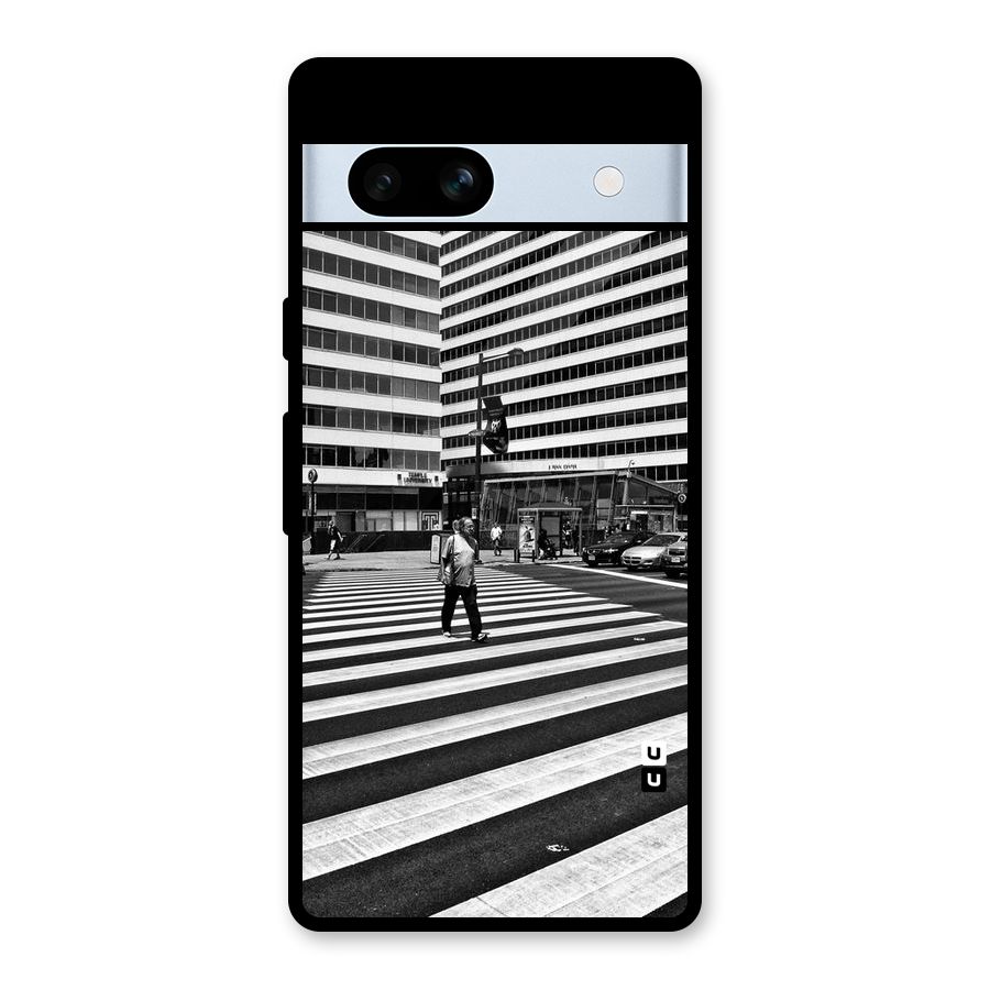 Black White Perspective Glass Back Case for Google Pixel 7a