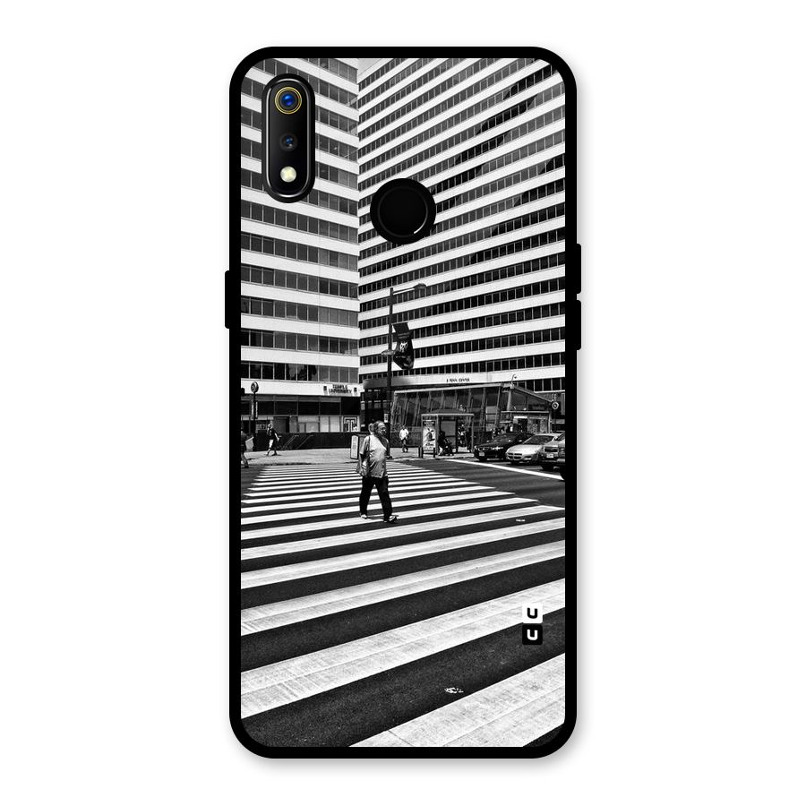 Black White Perspective Glass Back Case for Realme 3