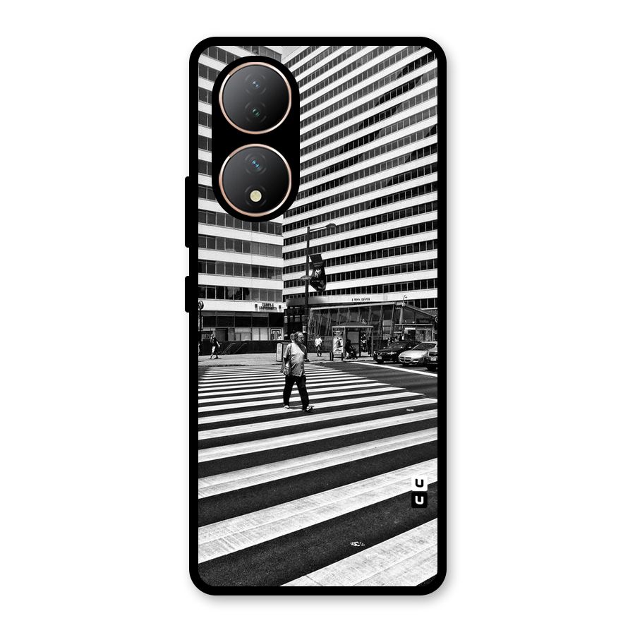Black White Perspective Glass Back Case for Vivo Y100A
