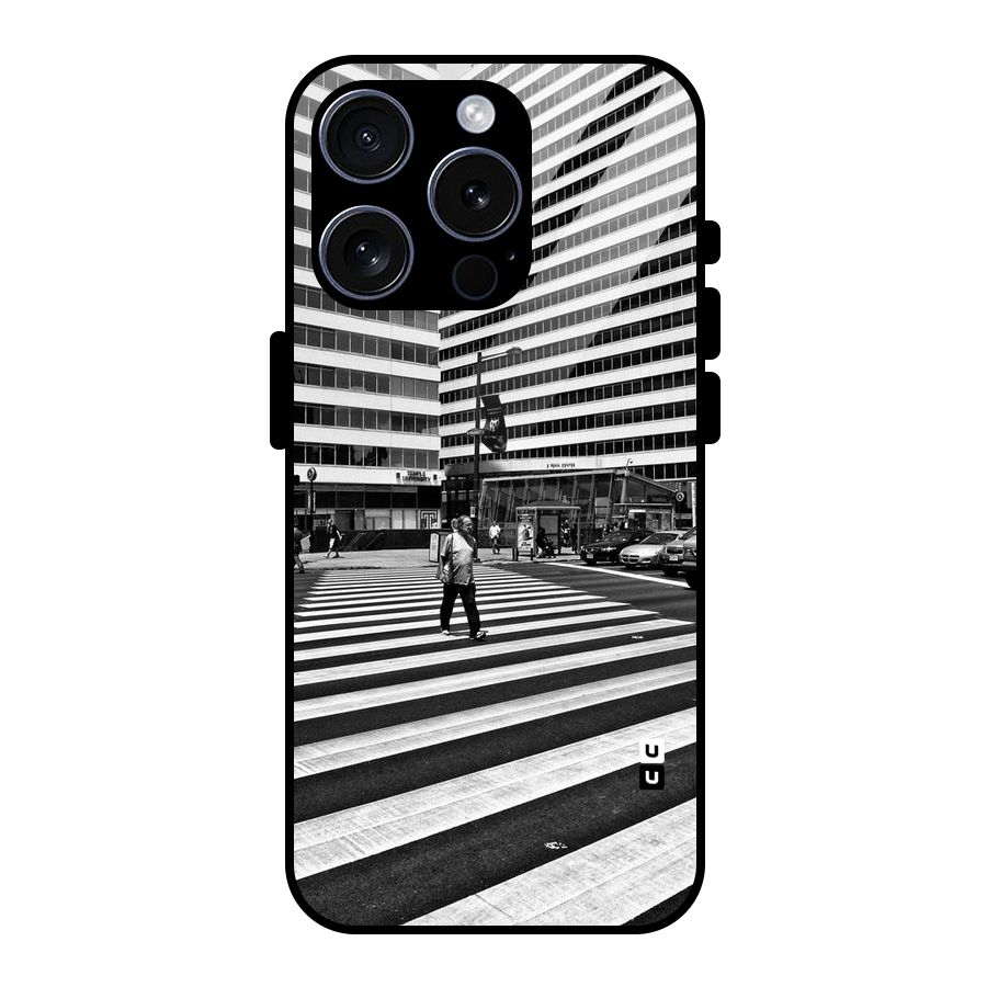 Black White Perspective Glass Back Case for iPhone 15 Pro