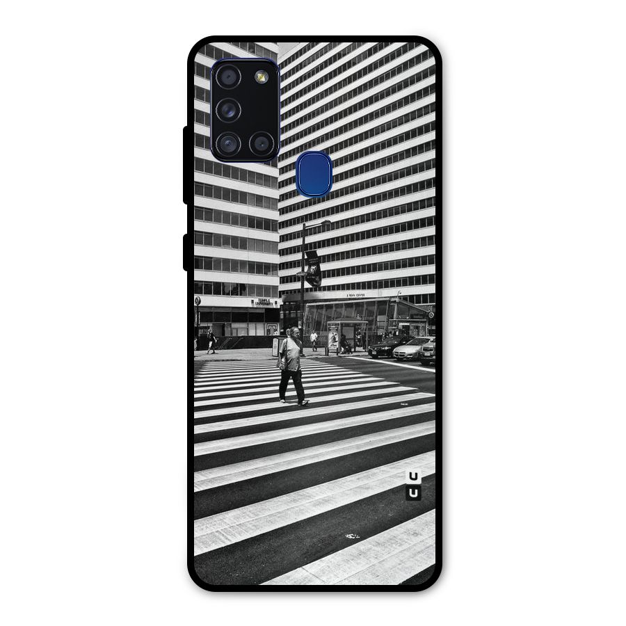 Black White Perspective Metal Back Case for Galaxy A21s