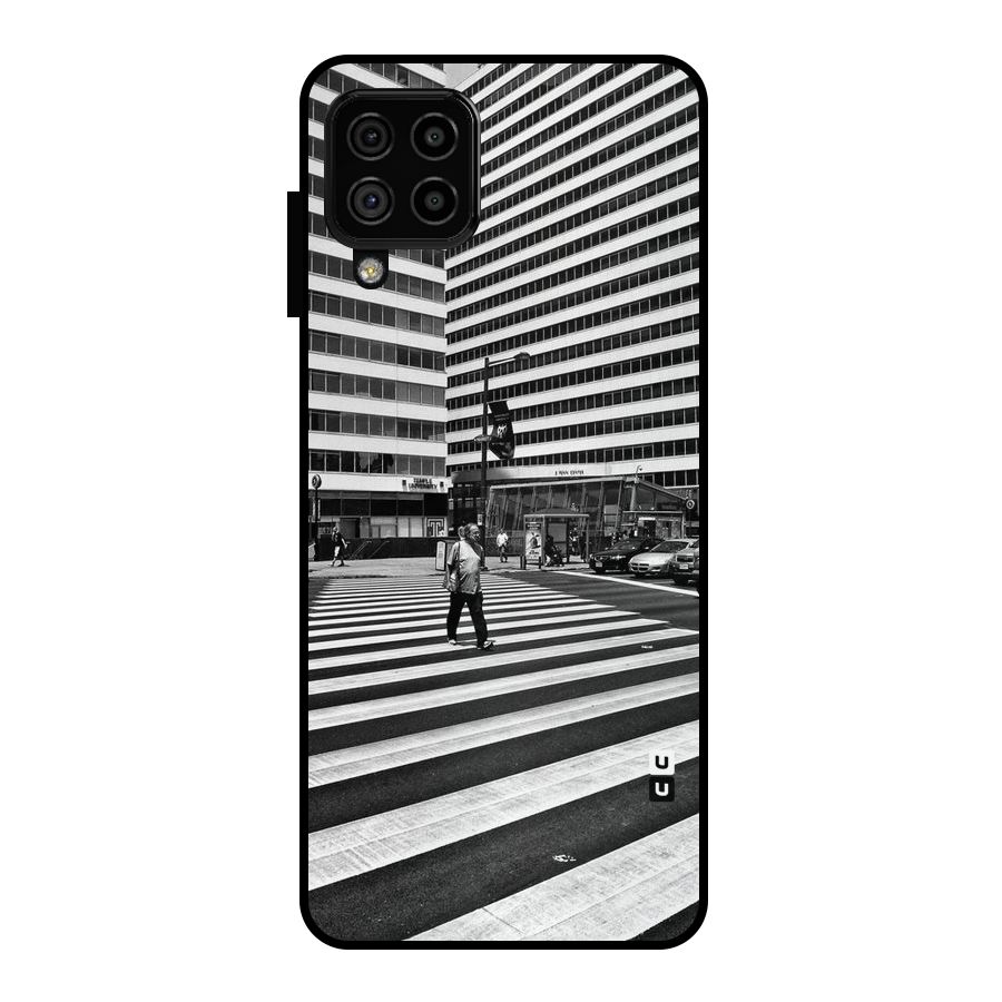 Black White Perspective Metal Back Case for Galaxy A22 4G