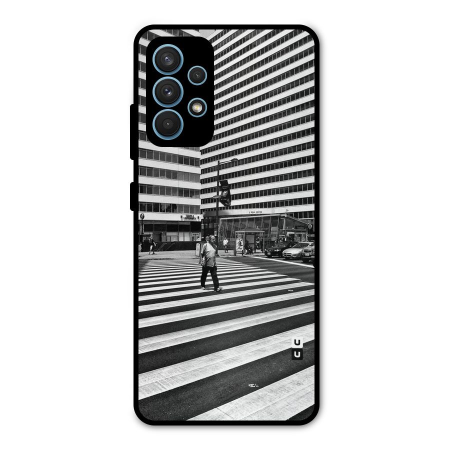 Black White Perspective Metal Back Case for Galaxy A32