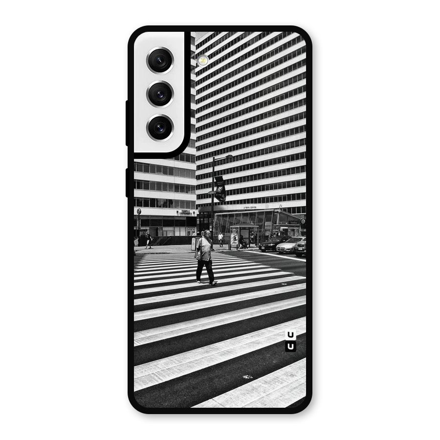 Black White Perspective Metal Back Case for Galaxy S21 FE 5G