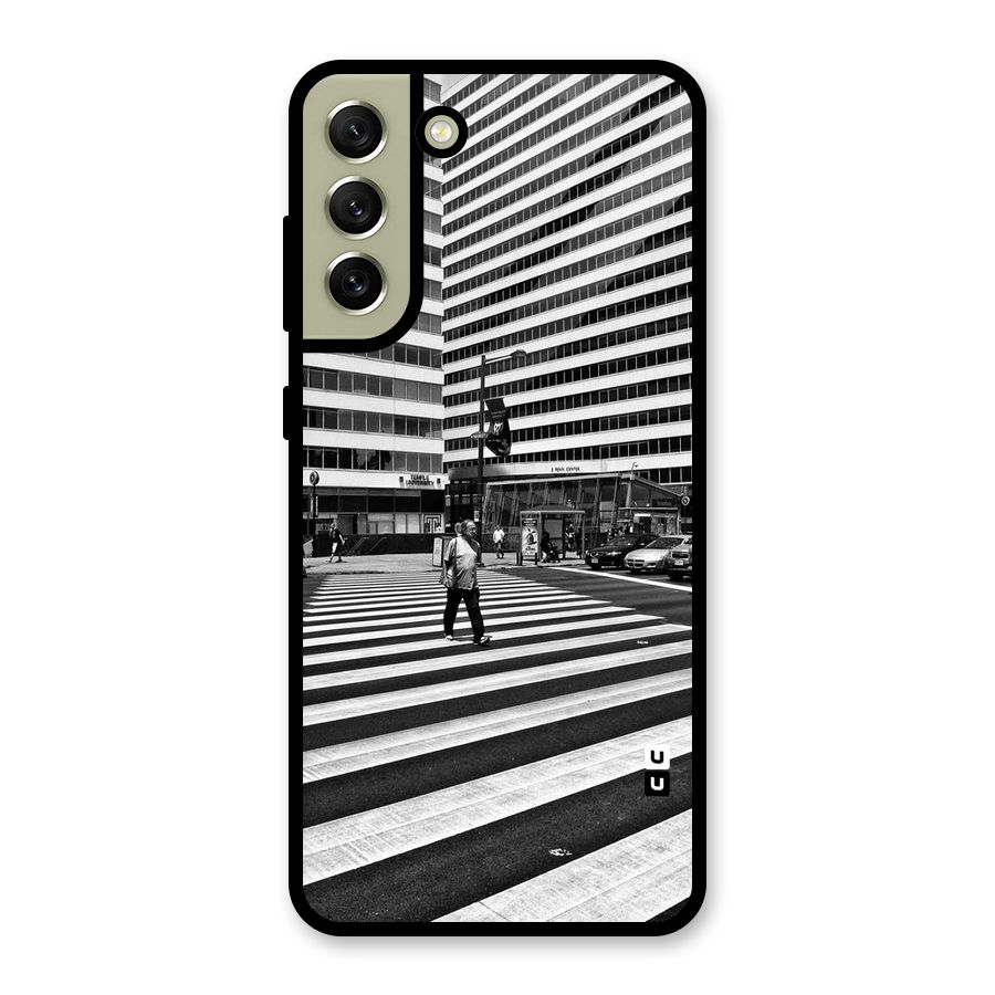 Black White Perspective Metal Back Case for Galaxy S21 FE 5G (2023)