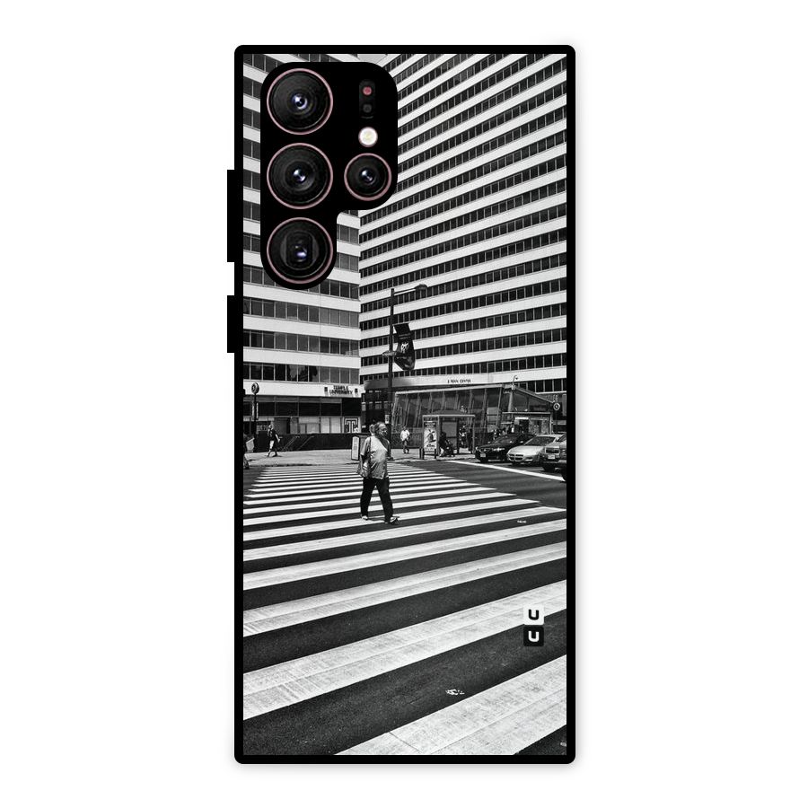 Black White Perspective Metal Back Case for Galaxy S22 Ultra 5G