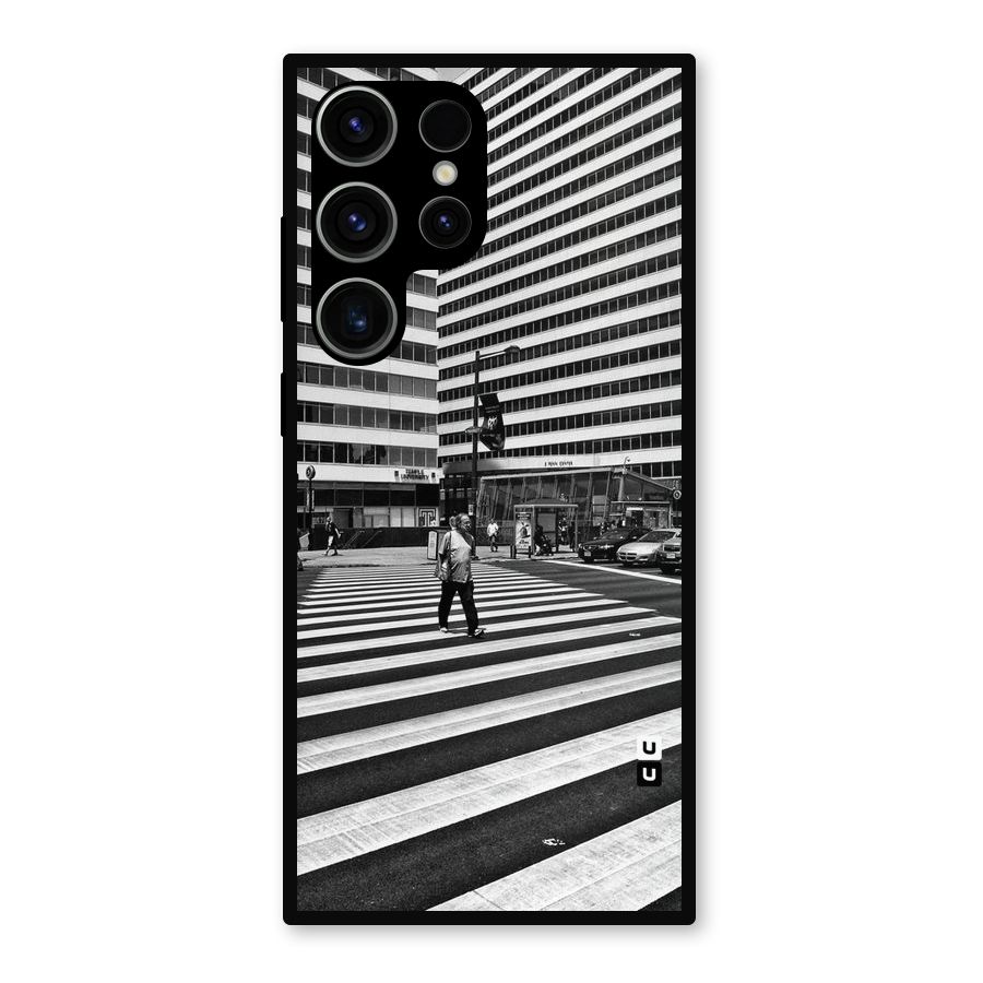 Black White Perspective Metal Back Case for Galaxy S23 Ultra