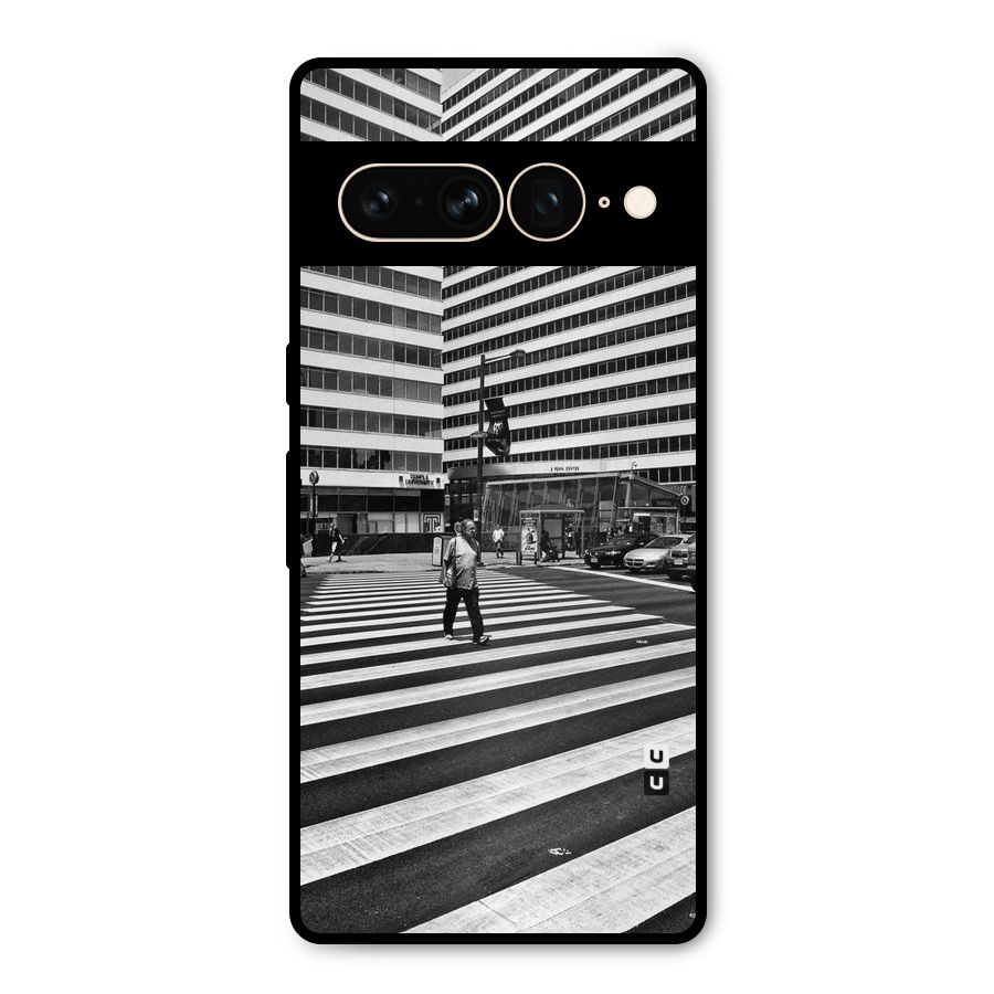 Black White Perspective Metal Back Case for Google Pixel 7 Pro