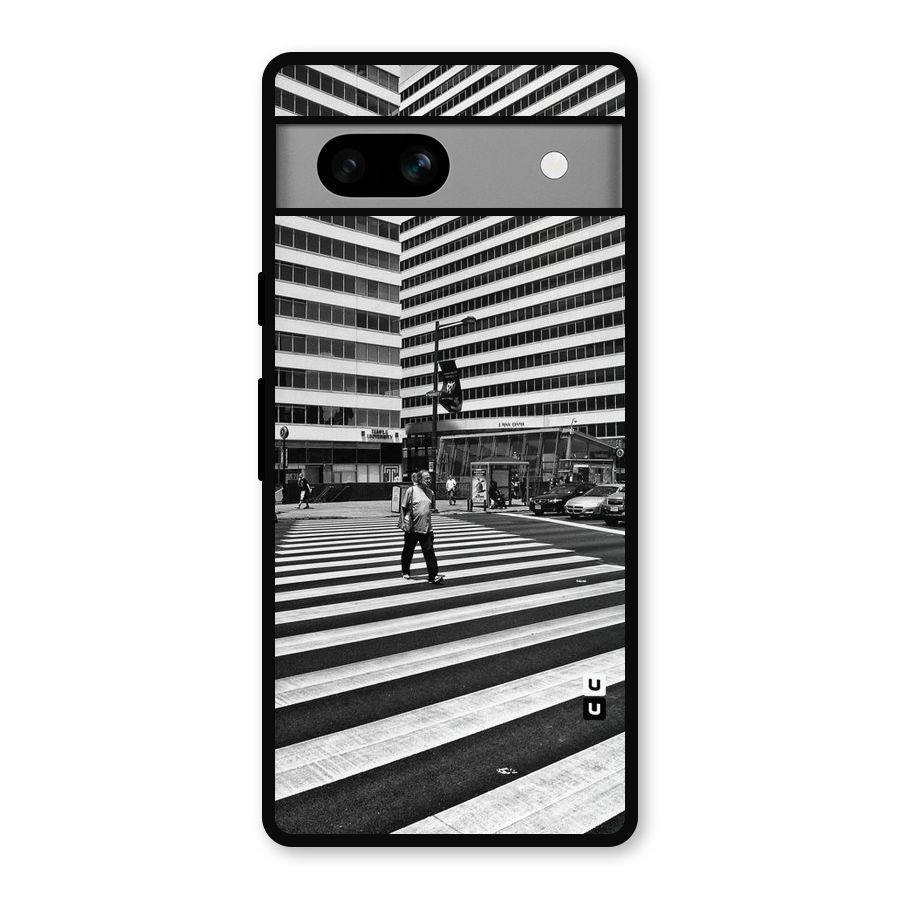 Black White Perspective Metal Back Case for Google Pixel 7a