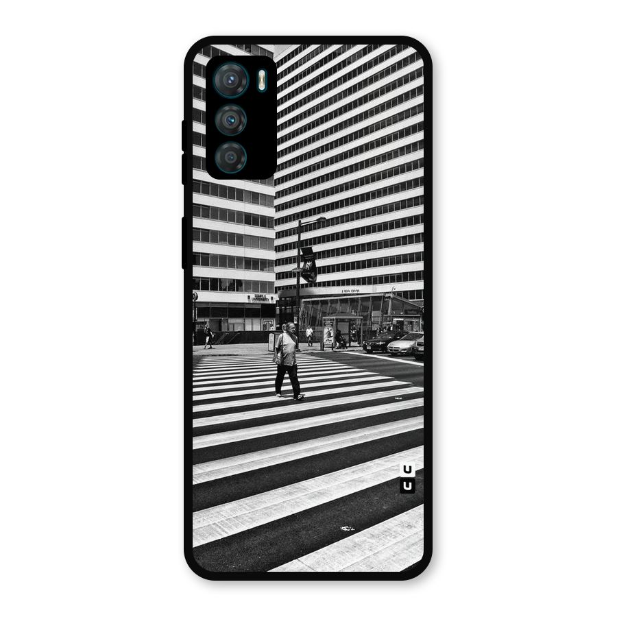 Black White Perspective Metal Back Case for Moto G42
