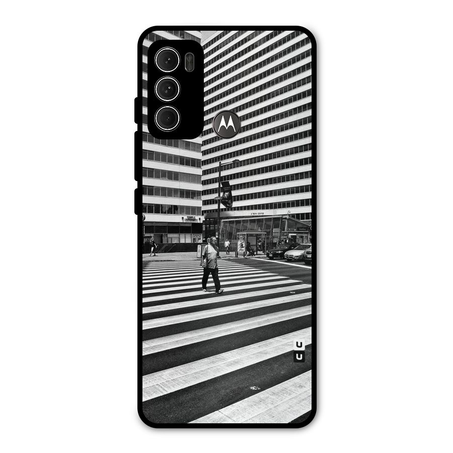 Black White Perspective Metal Back Case for Moto G60