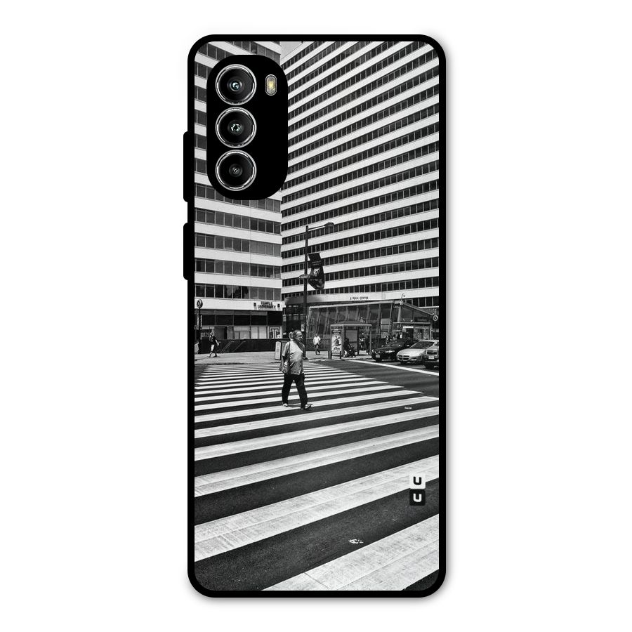 Black White Perspective Metal Back Case for Moto G82