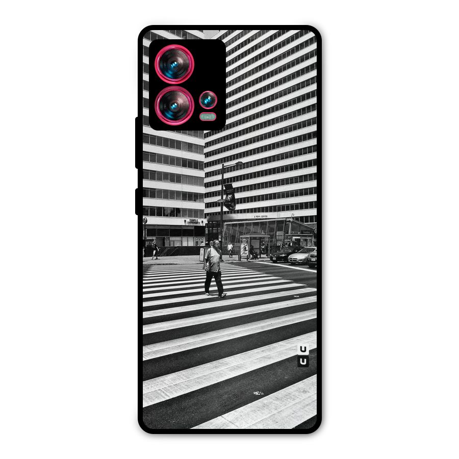 Black White Perspective Metal Back Case for Motorola Edge 30 Fusion