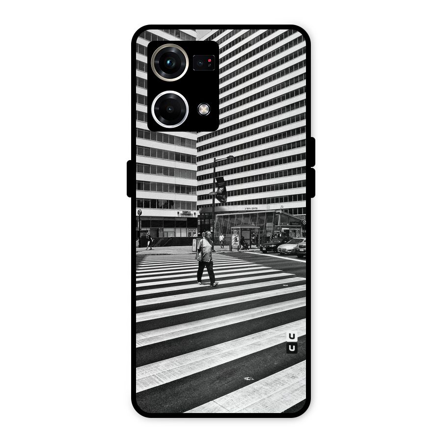 Black White Perspective Metal Back Case for Oppo F21 Pro 4G