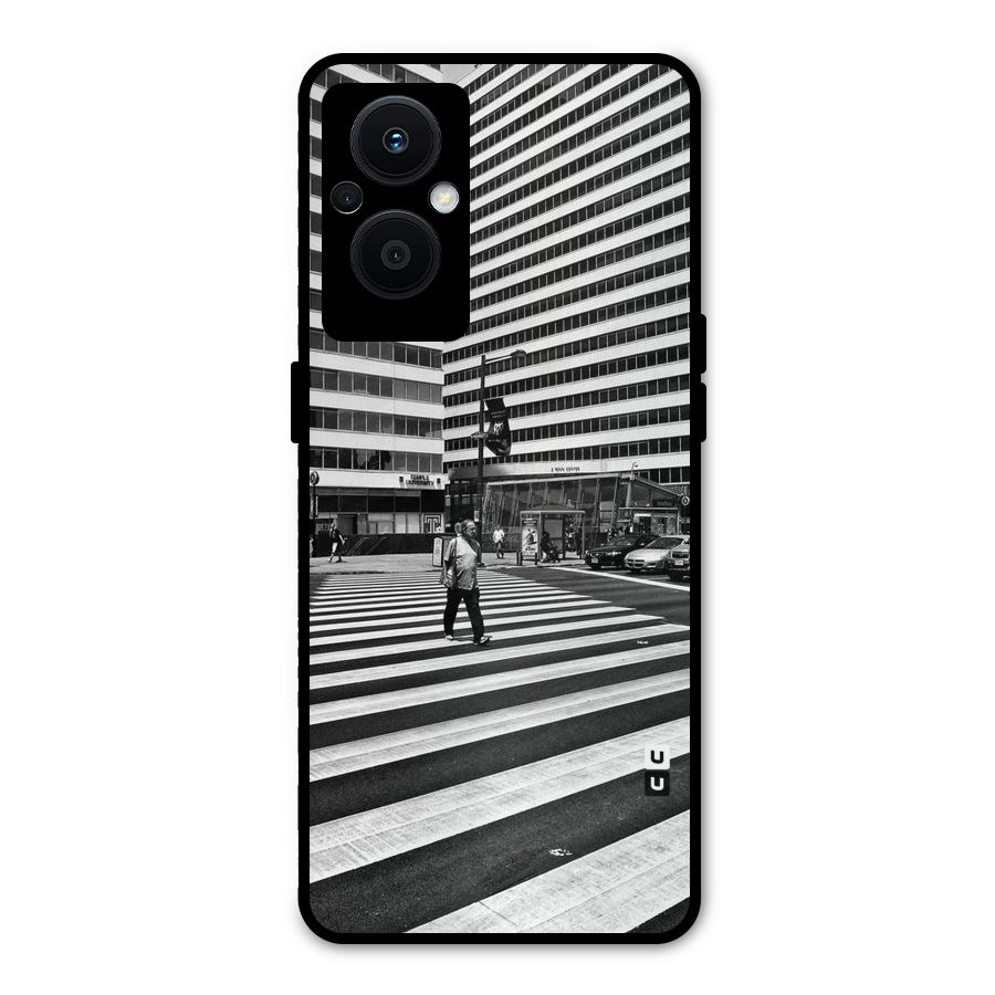 Black White Perspective Metal Back Case for Oppo F21 Pro 5G