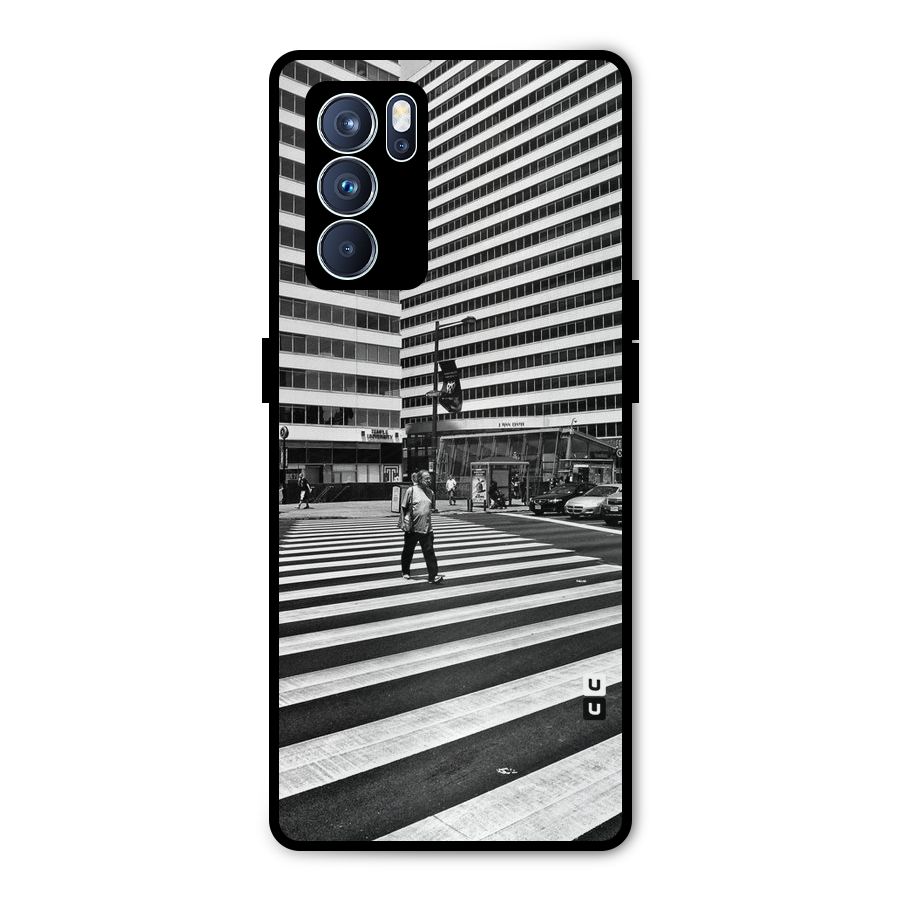Black White Perspective Metal Back Case for Oppo Reno6 Pro 5G