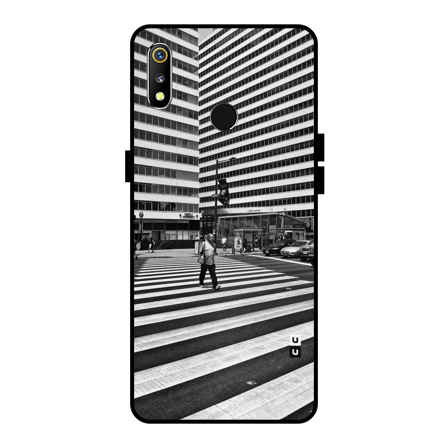 Black White Perspective Metal Back Case for Realme 3i