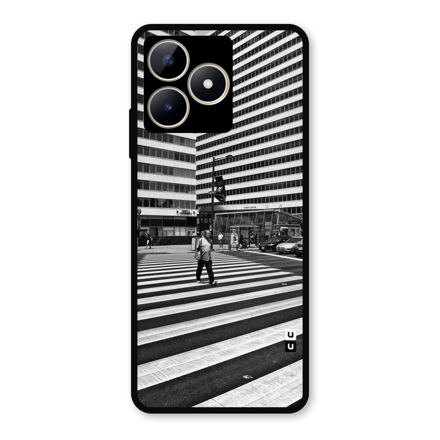 Black White Perspective Metal Back Case for Realme C53