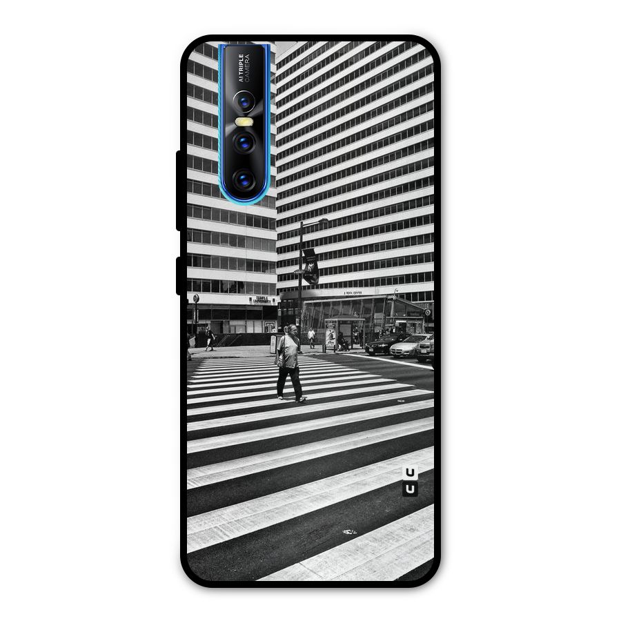Black White Perspective Metal Back Case for Vivo V15 Pro