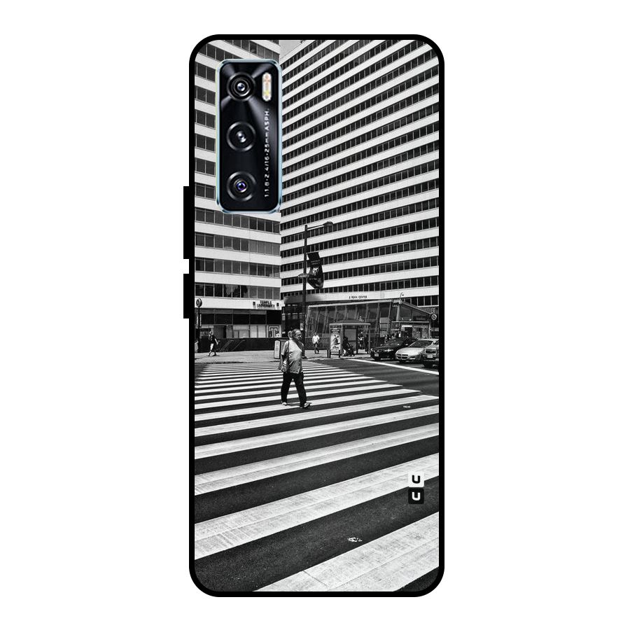 Black White Perspective Metal Back Case for Vivo V20 SE