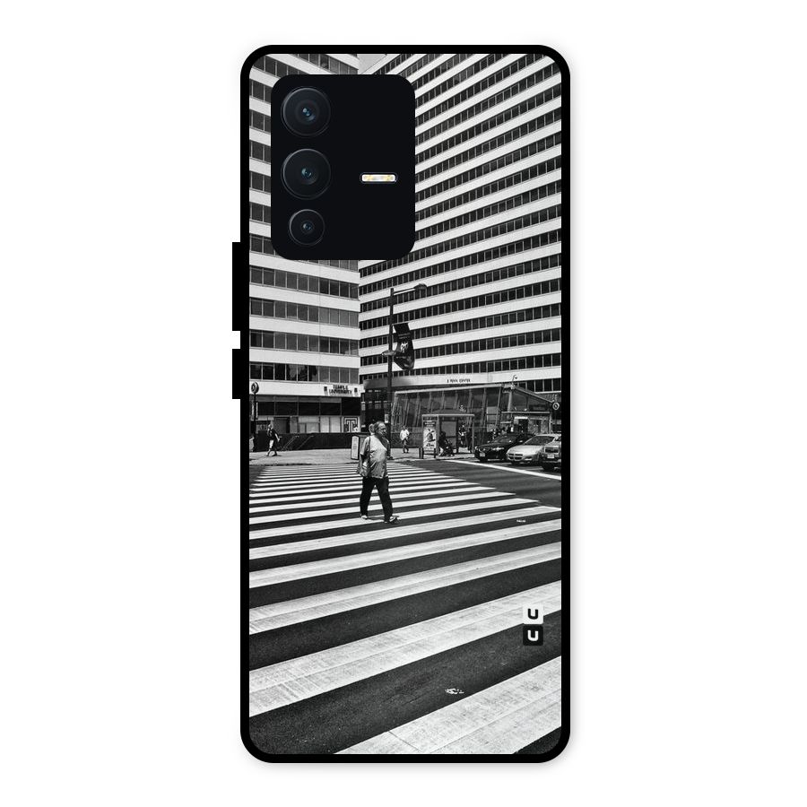 Black White Perspective Metal Back Case for Vivo V23 5G