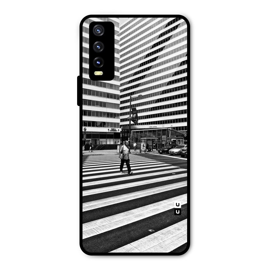 Black White Perspective Metal Back Case for Vivo Y20 2021