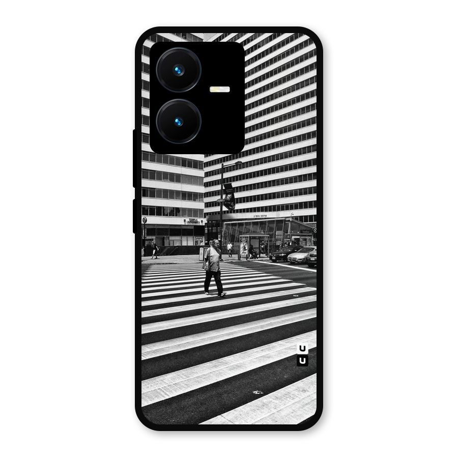 Black White Perspective Metal Back Case for Vivo Y22