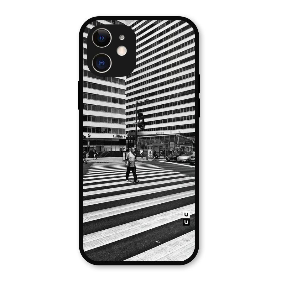 Black White Perspective Metal Back Case for iPhone 12