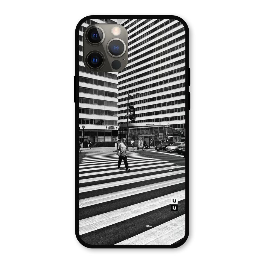 Black White Perspective Metal Back Case for iPhone 12 Pro