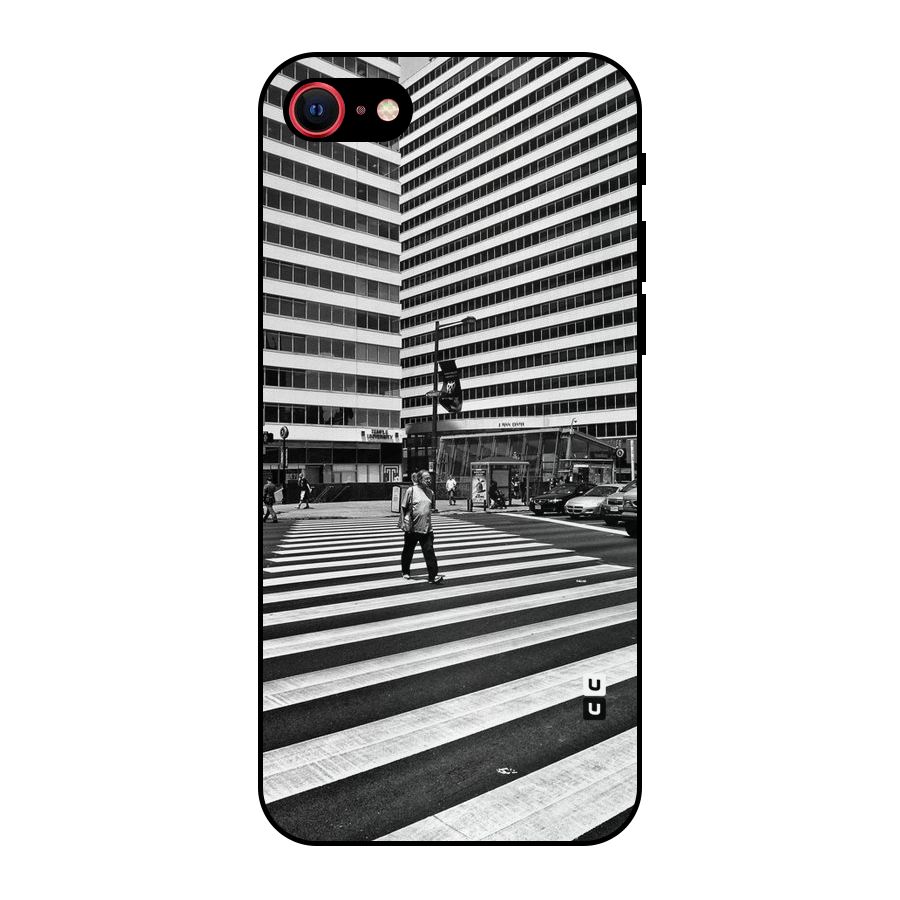 Black White Perspective Metal Back Case for iPhone SE 2022