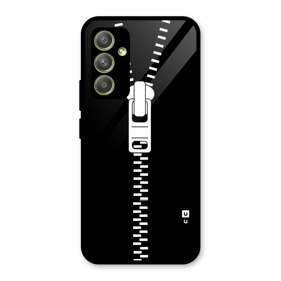 Black Zipper Glass Back Case for Galaxy A54