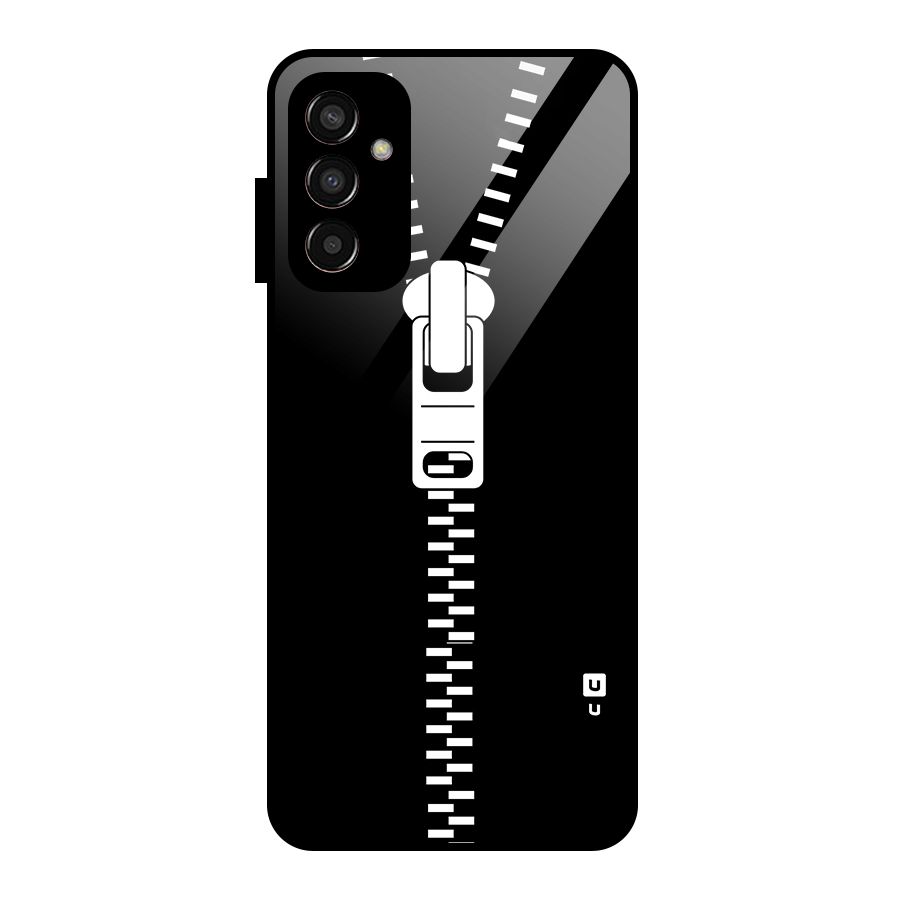 Black Zipper Glass Back Case for Galaxy F13