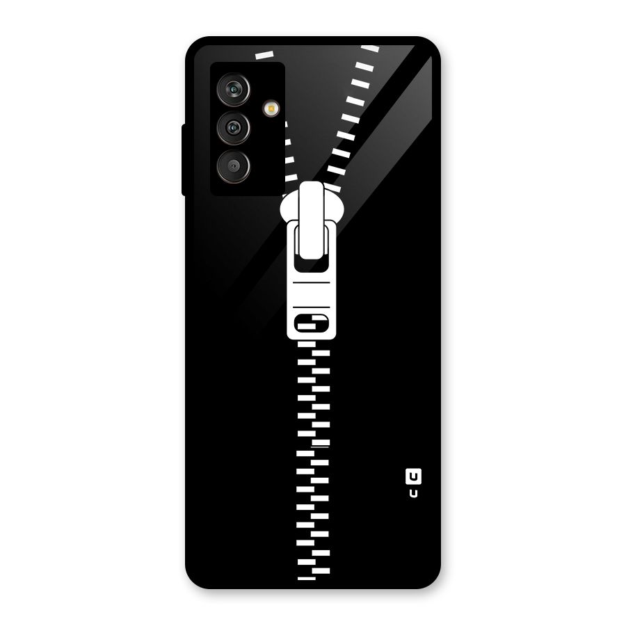 Black Zipper Glass Back Case for Galaxy M13