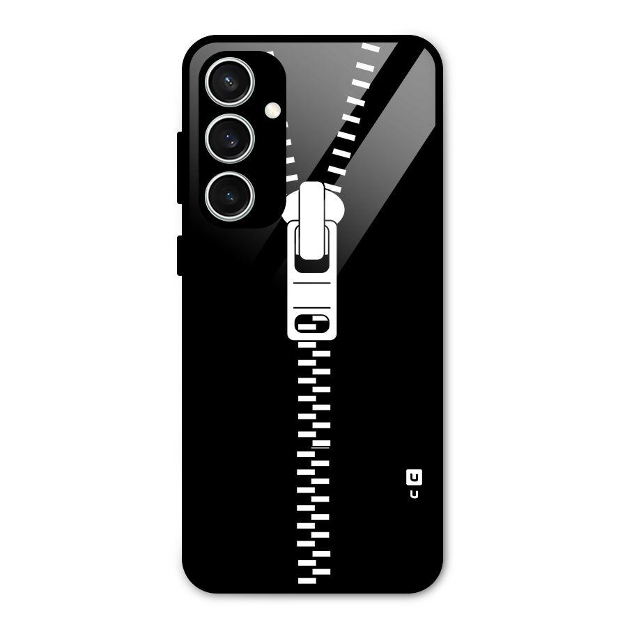 Black Zipper Glass Back Case for Galaxy S23 FE