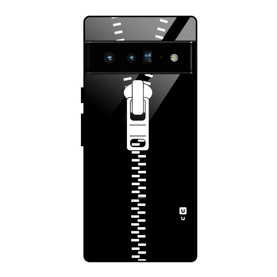 Black Zipper Glass Back Case for Google Pixel 6 Pro