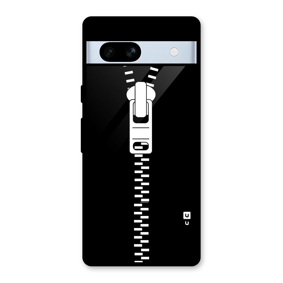 Black Zipper Glass Back Case for Google Pixel 7a