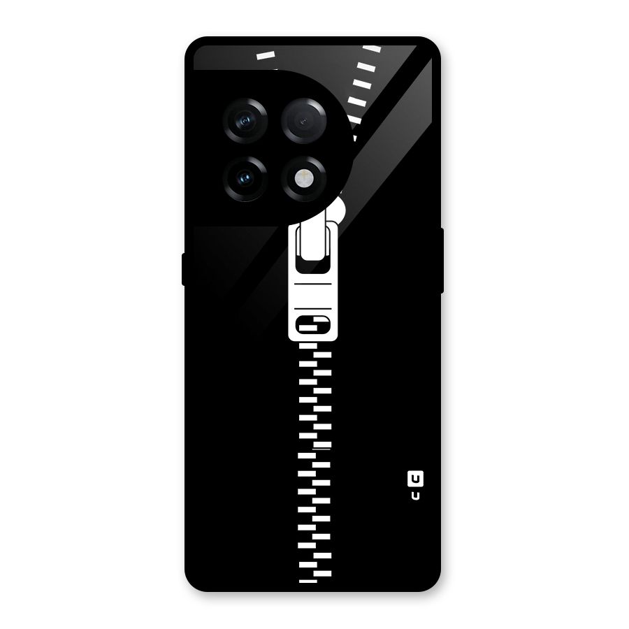 Black Zipper Glass Back Case for OnePlus 11R