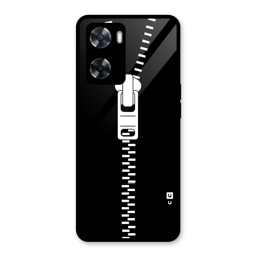 Black Zipper Glass Back Case for OnePlus Nord N20 SE