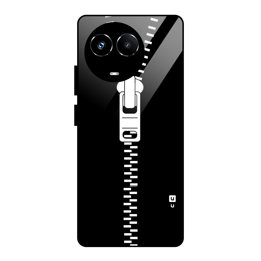 Black Zipper Glass Back Case for Realme 11X