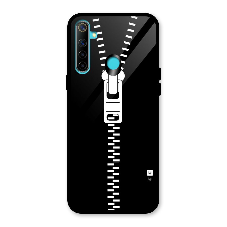 Black Zipper Glass Back Case for Realme Narzo 10